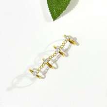 Nuevo anillo de moda multicapa para mujer, diseño único exquisito y simple, con incrustaciones de diamantes de imitación, anillo de joyería de mano versátil y de moda - Dorado - Ver 4