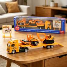 1:64比例 4件組警察運輸卡車玩具套裝，合金與塑膠壓鑄消防車、軍用車、警車與直升機模型，迷你摩擦動力工程拖車，兒童車輛玩具組，適合男孩與女孩的生日禮物 - 藍色 - 查看 6