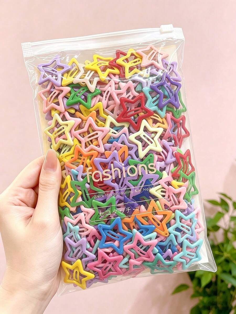 20/30/60/100/200 Peças Conjunto de Presilhas de Cabelo Estrela Y2K Millennium Hot Girl, Presilhas BB Coloridas com Efeito de Gota de Óleo Dopamina, Presilhas Laterais para Mulheres, Garras de Cabelo, Grampos de Cabelo, Acessórios de Cabelo Versáteis para Uso Diário & Férias, Essencial para Férias de Verão na Praia