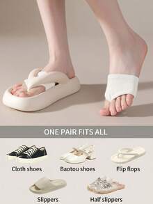 2 Pairs Women's Low-Cut Open Toe Covered Socks, Half Socks, Invisible Socks, High Elasticity Front Palm Anti-Slip Pad, Relieve Friction Pain Between Toes, Suitable For Sandals, High Heels, Mule Shoes - Multicolor - View 3