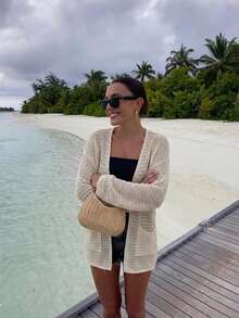 Summer Beach Outfit: Loose-Fitting, Versatile, Openwork Women's Thin Cardigan - Khaki - View 5
