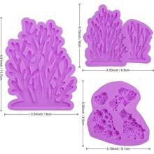 Moldes de silicona para algas marinas de coral, moldes de fondant de coral marino, moldes de chocolate para decoracin de pasteles, cupcakes, pasta de goma de caramelo, arcilla polimrica, juego de 3 - púrpura (NF136) - Ver 2