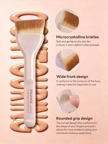 MAANGE 1 pieza Brocha de maquillaje profesional en ángulo , puede usarse como brocha para base, ultra suave, herramienta de maquillaje profesional, esencial para viajes, regalo de maquillaje. - Albaricoque - Ver 6