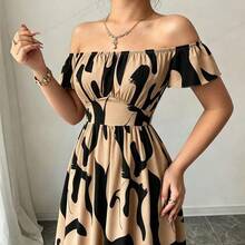 Nuevo vestido largo casual elegante con hombros descubiertos para mujeres AG - Caqui - Ver 7