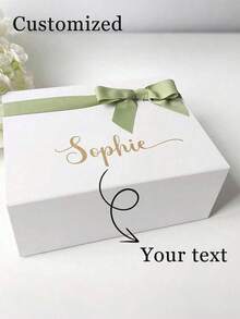 1 pieza Caja de regalo personalizada con tapas, caja de regalo con nombre personalizado, caja de regalo de boda con texto personalizado, caja de almacenamiento plegable magnética personalizada, caja de regalo para damas de honor/caja para damas de honor - Multicolor - Ver 3