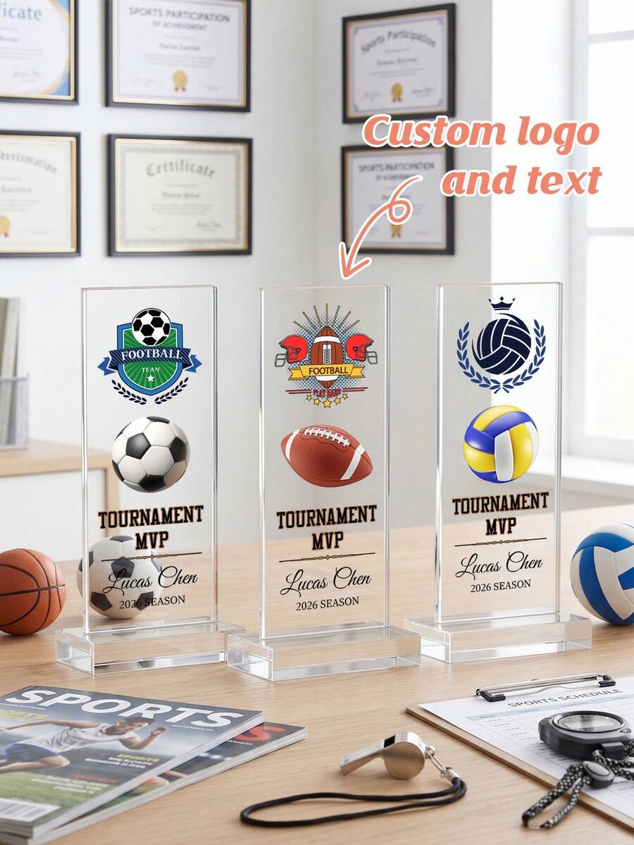 1 buah Trofi Olahraga Akrilik Kustom, Logo dan Teks Kustom, Penghargaan Terukir yang Dipersonalisasi, Cocok untuk Kejuaraan Bola Basket, Sepak Bola, Bola Voli, MVP, Tim Terbaik, dan Juara Kejuaraan. - MultiWarna - View 1