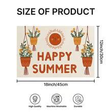 1/2/4/6/8PCS Summer Themed Placemats, 18"*12"(45*30cm), 2 Styles Happy Summer Boho Plant & Summer Bright Yellow Design, 100% Polyester Waterproof Stain Heat Resistant Machine Washable Table Mats For Home Restaurant B&B - Multicolor - View 4