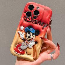 Disney Mickey Mouse Official Phone Case, Featuring Mickey In A Baseball Outfit Against A Red-To-Orange Gradient Background With The Disney Logo Above. The Design Showcases Mickey Playing Baseball In Vivid Detail With Plush Textures. Crafted For Precise Fit And Durable Protection, This Case Is Compatible With IPhone 17, 16, 15, 14, 13, 12, 11 Pro Models, Making It A Timeless Choice For Mickey Fans And Disney Lovers, Ideal For Birthdays, Holidays, Or Any Special Occasion To Surprise Family And Friends. - 白色 - 查看 4