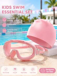 Children's Swimming Goggles Set, Anti-Fog High Definition Waterproof Professional Diving Goggles, Swimming Equipment - Swimming, Back To School - Pink - View 7