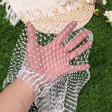 1pc New 100cm Rhinestone Mesh Headscarf With Hollow Design, European And American Style Rhinestone Fishnet Sparkling Head Cover, Fashion Full Rhinestone Face Mask, Music Festival Headscarf, Fashion Party Fishnet Hat Veil Wedding Accessory Summer Headband Beach Scarf Vacay Bandanas - Multicolor - View 4