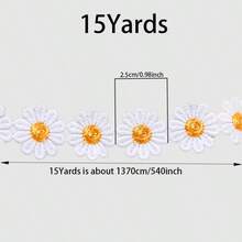 2码，25毫米橙色雏菊花蕾丝刺绣饰边丝带，DIY缝纫工艺用品 - 白色 - 查看 16