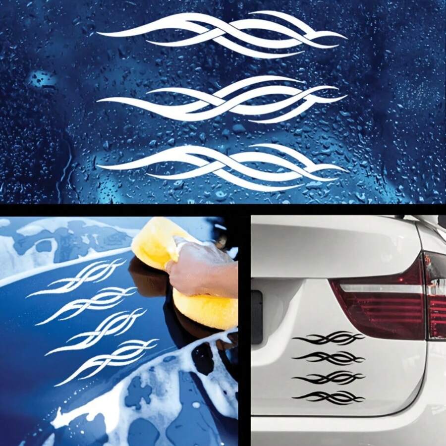 Bộ 4 miếng dán trang trí mũ bảo hiểm xe máy, xe ô tô, mô tô, mô tô nước, thiết kế đua xe, tốc độ - 1 cái - Xem 1