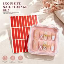 Caja de almacenamiento de arte de uñas con adhesivo de doble cara, caja de almacenamiento y exhibición de puntas de uñas transparente a prueba de polvo, herramienta portátil de almacenamiento de accesorios de uñas - Multicolor - Ver 4