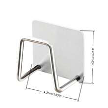 pdva 1/3/4/5pcs Stainless Steel Self-Adhesive Sink Sponge Holder, No Drilling Waterproof Rust-Proof Drainage Rack, Wall-Mounted Steel Wool Storage Hook, Space-Saving Kitchen Sink Organizer, Multi-Functional Kitchen And Bathroom Cleaning Tool Storage Rack, Home Storage Accessories - Multicolor - View 7