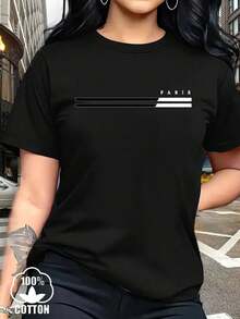 Camiseta negra de algodón 100% con diseño minimalista inspirado en París perfecta para el estilo y2k destaca su elegancia urbana y moderna ideal para cualquier ocasión combina con tu look di - Negro - Ver 1