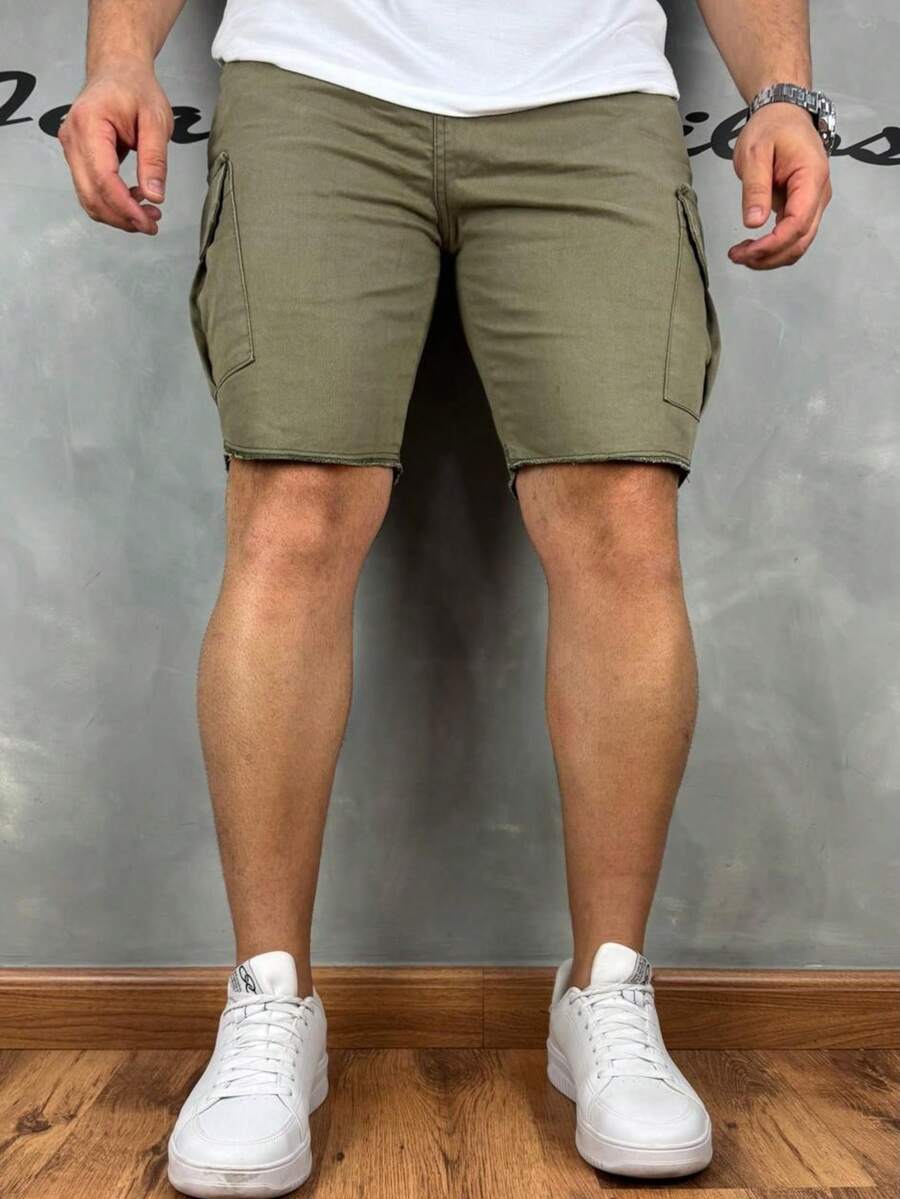Olive Green Cargo Shorts - Olive Green - View 1