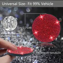 2 piezas Inserto universal para portavasos de coche con cristales, silicona antideslizante e impermeable, diseño brillante con cristales, múltiples colores disponibles, accesorio de decoración interior - 2 posavasos de diamante completo - Ver 4