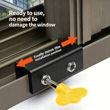 Adjustable Window Limit Lock, Heavy Duty Drill-Free Sliding Door Lock For Home, Prevent Cats From Accidentally Opening Windows - Irregular - View 7