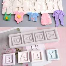 Paquete de 8 bonitos moldes de silicona para fondant para beb, shower, decoracin de pasteles, moldes para hornear, gomitas de azcar, chocolate, caramelos - Molde para fondant temático para bebé - Ver 6