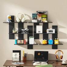 Estantería de almacenamiento multicapa montada en la pared, hecha de tablero de fibra, estante de exhibición multifuncional adecuado para la oficina y la decoración del hogar, se puede usar para almacenar esculturas y pequeños adornos, decorativo y práctico - Multicolor - Ver 4