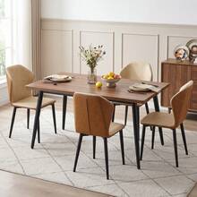 Set da 4 Sedie da Pranzo , Design Minimalista, Imbottite e Comode, Struttura Metallica, Stabili e Durature, Facili da Montare per la Sala da Pranzo - Albicocca - Visualizzare 9