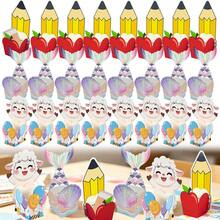 10Set(10Cajas+10Tarjetas) Cajas de regalo de dibujos animados con forma de lápiz y manzana, cajas de regalo de papel con diseño de concha de sirena, cajas de golosinas con diseño de oveja y globo, mini cajas de envoltura de regalo para cumpleaños de verano, baby shower, vuelta al colegio y recuerdos de fiesta - Caja de regalo - Ver 1