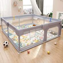 Hauture Foldable Baby Playpen, Ocean Balls, Pull Rings, Oxford Fabric Design With Anti-Slip Bottom, Breathable Mesh, Baby Shower Gift - Grey - View 12