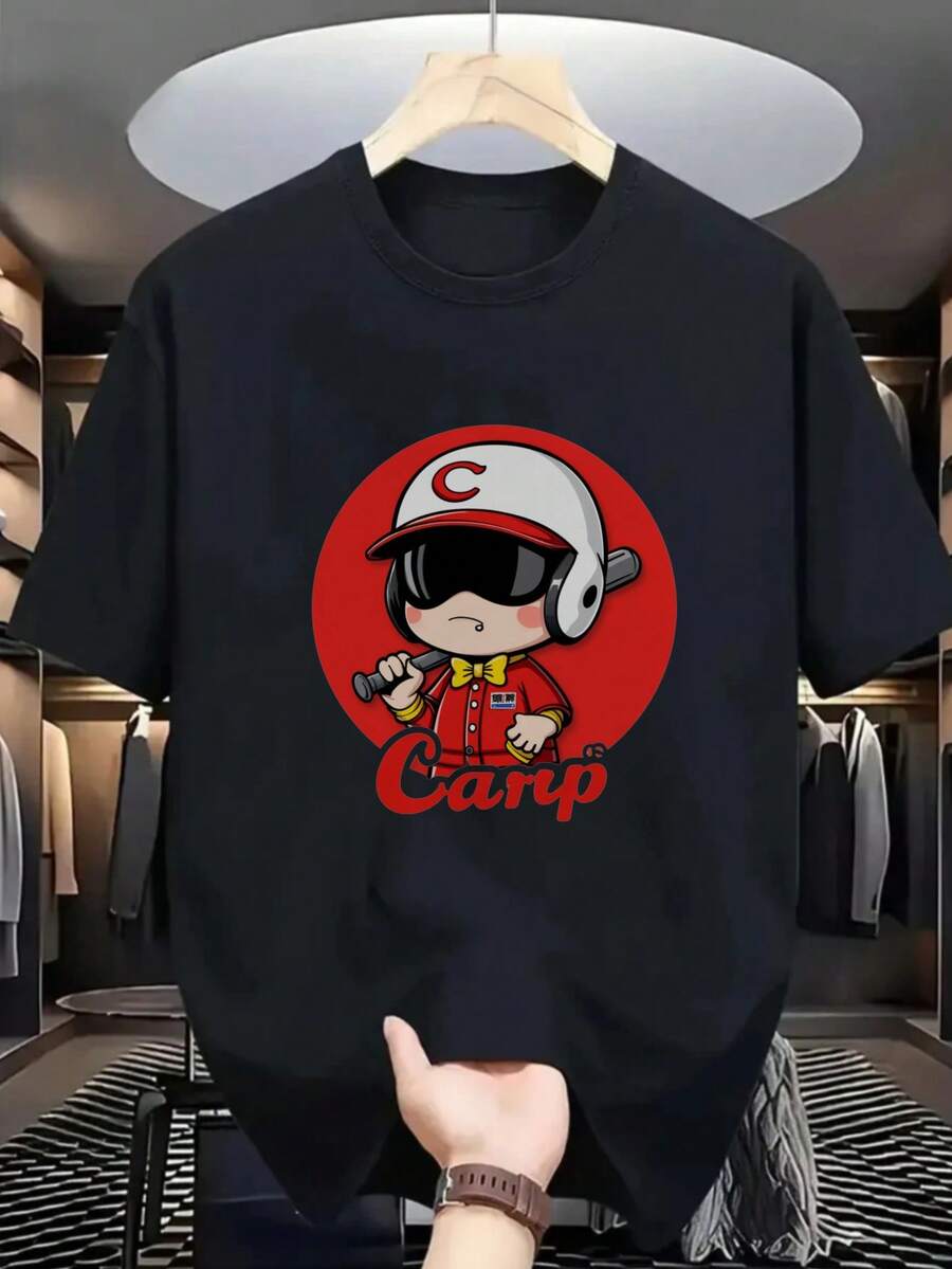 Camiseta de Carreras de Carpas - Diseño de Carreras de Dibujos Animados - Camiseta Negra para Hombres y Mujeres - Negro - Ver 1