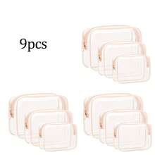 4/3/2/1 Pc S/M/L Fashion Simple Unisex Cosmetic Bag, Waterproof Transparent Makeup Bag, 1 Quart Capacity, Unisex, Carry-On Approved, Ideal For Travel Makeup Storage. - Multicolor - View 19