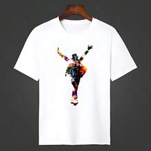Camiseta de manga corta de la serie clásica de Michaels Jacksons, unisex, 100 % algodón blanco, cuello redondo, para todas las estaciones. - Blanco - Ver 1