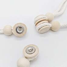 1pc/2pcs Bohemian Style Curtain Tieback Rope Accessories With Wooden Beads, Tassel/Magnetic, Home Decor Suitable For Living Room, Bedroom, Kitchen - Beige - View 4