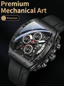 ONOLA Brand Men's High-Quality Fashion Sports Watch, Luminous Dial Quartz Multifunction Chronograph Wristwatch - Black - View 2