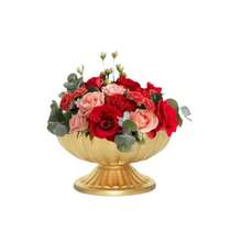 2/4pcs White & Gold Vases For Wedding Centerpieces, Vintage Gold Composite Vases | Elegant Table Decor For Parties And Home - Lotus Flower Vase - View 8