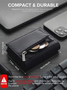 男士 RFID 智能錢包,彈出式金屬信用卡夾,零錢包,銀行卡夾,PU 皮超薄錢包 - 彩色 - 查看 7
