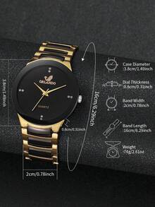 Men's Gift Watch Classic Fashion Rhinestone Dial Casual Business Quartz Wristwatch, Gift For Boyfriend (1pc/Set) Watch Box Not Included - Black - View 3