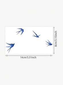 1pc Simple Watercolor Blue Patterned Flying Swallow Group Tattoo Sticker, Temporary Tattoo Sticker, Simulated Tattoo Design, Suitable For Travel, Music Festival, Games, Graduation Gifts, Lasts For 3-5 Days - Blue - View 6