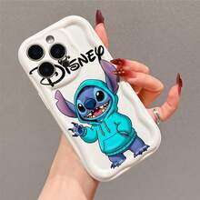 Disney Lilo & Stitch Official Phone Case, Featuring Stitch Wearing A Turquoise Hoodie, Waving Playfully With The Disney Logo Above. The Design Showcases Stitch's Casual And Cozy Style In Vivid Detail. Crafted For Precise Fit And Durable Protection, This Case Is Compatible With IPhone 17, 16, 15, 14, 13, 12, 11 Pro Models, Making It A Timeless Choice For Stitch Fans And Disney Lovers, Ideal For Birthdays, Holidays, Or Any Special Occasion To Surprise Family And Friends. - trắng - Xem 3