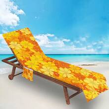 1pc Quick-Dry Striped Beach Towel And Lounge Chair Cover - Soft, Absorbent Microfiber, Suitable For Pool Or Beach, Lightweight And Machine Washable, Can Be Used As A Tote Bag Or Towel, Multi-Functional Beach Towel | Vibrant Beach Decor | Microfiber Blend - Yellow - View 1