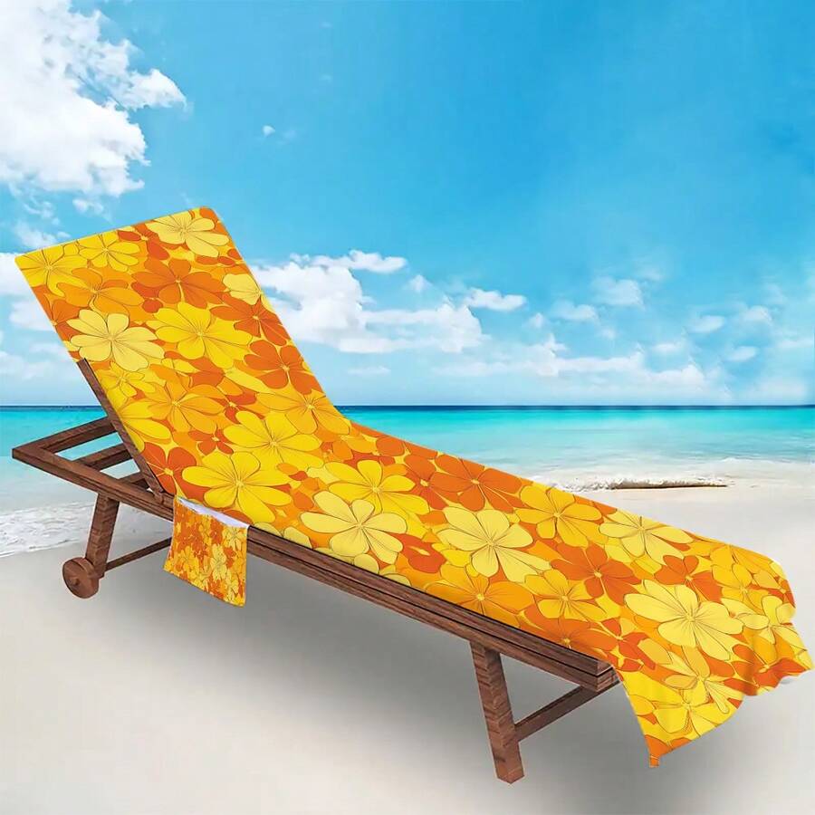 1pc Quick-Dry Striped Beach Towel And Lounge Chair Cover - Soft, Absorbent Microfiber, Suitable For Pool Or Beach, Lightweight And Machine Washable, Can Be Used As A Tote Bag Or Towel, Multi-Functional Beach Towel | Vibrant Beach Decor | Microfiber Blend - Yellow - View 1