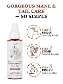 Oivolii Horse Mane And Tail Care Oil - Deeply Moisturizes, Detangles, And Enhances Shine. A Blend Of 5 Botanical Oils, With A Refreshing Melon Scent. A Professional Grooming Tool For Show Horses. Leave-In, No-Rinse Formula. - 3.38 Fl Oz - View 7
