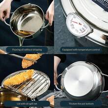 Piorlado Deep Frying Pan,Japanese Style Tempura Fryer Pot,Mini Deep Fry Pan With Drainer,Non-Stick Coating Frying Pan With Thermometer,Lid And Oil Drip Drainer Rack For Kitchen Cooking - View 9