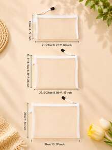 1 pezzo/3 pezzi/9 pezzi/15 pezzi Quantità e dimensione opzionali Giocattolo educativo a blocchi da costruzione Borsa organizer in rete con cerniera Borsa portaoggetti cosmetici - Bianco - Visualizzare 7