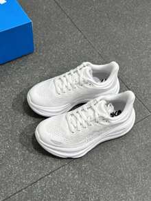 New Spring/Summer Bondi 9 Road Running Shoes, Breathable, Lightweight, Comfortable, Cushioned, Anti-Slip, All-Season Unisex Shoes, White - White - View 2