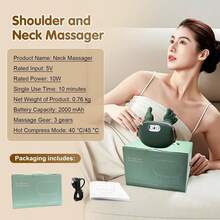 USB Rechargeable Neck And Shoulder Heating Massager, Electric Massage Device, Portable Acupressure Neck Shoulder Back Massager, Trapezius Muscle Massager, Human Hand Simulation Design, Deep Kneading Massage For Shoulders And Legs - Multicolor - View 9