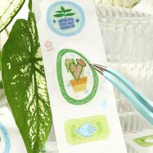 1 Roll Die-Cut Washi Tape, Grass & Wood Notebook Series Fresh Style Hand-Drawn Illustration Fruit & Plant Pattern Tape, Suitable For DIY Decoration Collage Stickers For Journals, Photo Albums, Scrapbooks, Easy Tear No-Cut Student Note Marking Base Stickers, Ins Style Salt-Series Journal DIY Border Stickers, Student Stationery Back To School Essential - 1 Roll - View 7
