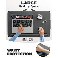 Laptop Lap Desk, Portable Laptop Desk For Bed - Fits Up To 17" Laptops And , Lightweight Lap Tray Table With Storage Drawer, Lap Desk With Cushion, Lap Stand For Bed And Couch - Black - View 2