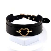 Punk Gothic Style Heart Traction Chain, Collar Necklace Jewelry Set, Adjustable Collar, Pet Leash - Multicolor - View 6