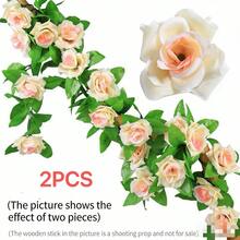 2/1 pieza Guirnalda de enredadera de rosas de seda artificial de 6.5 pies color champán, guirnalda de flores artificiales, guirnalda de rosas falsas, adecuada para decoración navideña, Día de San Valentín, decoración de regalo del Día de la Madre, decoración de boda, decoración de gabinete, decoración de pared interior, decoración de mesa del hogar, decoración de habitación, decoración de barandilla de escalera - Champán - Ver 13