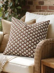 2 Peças Capas de Almofada Decorativas Florais, Estampa Vintage Neutra Estilo Boêmio Fazenda, Decoração Moderna de Primavera para Casa, Adequado para Sofá Cama Sala de Estar, 18x18 Polegadas - Castanho - Visão 7