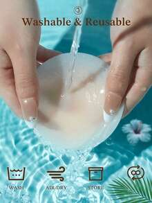 4入女款夏季可重複使用超薄乳貼，隱形胸貼，女用內衣，無肩帶胸罩，黏貼式胸罩，適用於商務旅行、度假、婚紗、晚禮服、洋裝、比基尼 - 彩色 - 查看 1